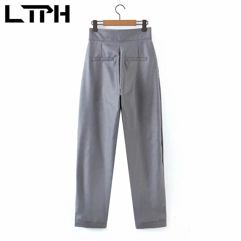 LTPH-Pantalones vintage de cintura alta para mujer, pantalón holgado e informal, con pliegues, mopa, diseño a la moda, nuevo, primavera 2021