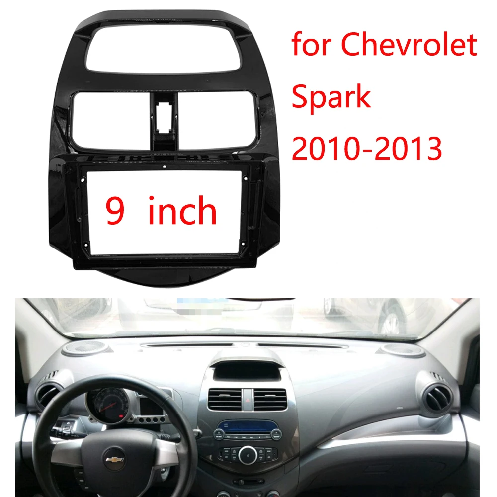 

BYNCG 9 Inch Radio Fascias for Chevrolet Spark 2010-2013 Double Din DVD Stereo Panel Dashboard Refitting Installation Frame