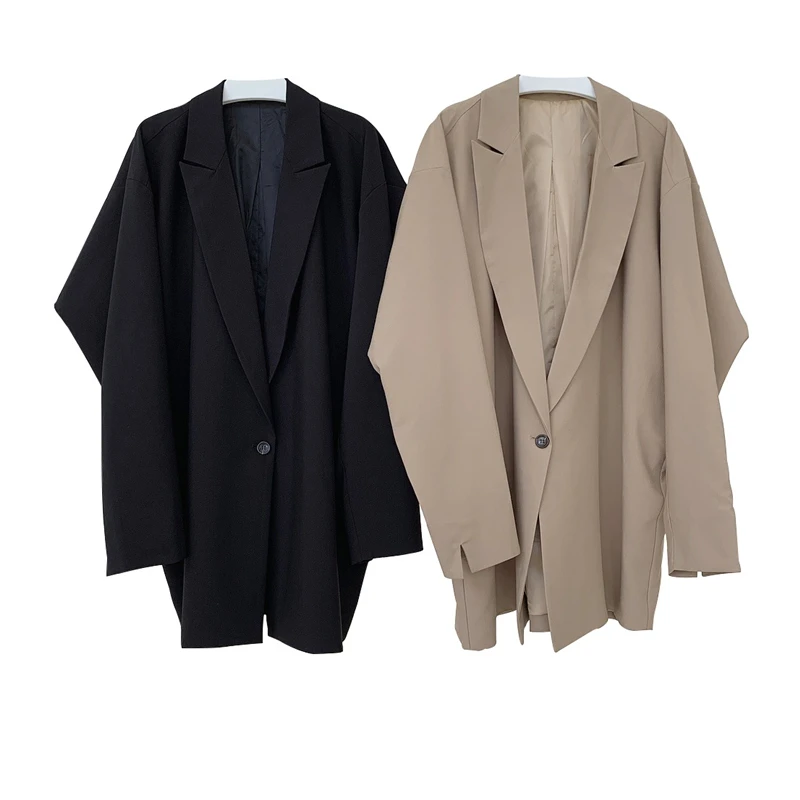 

TVVOVVIN Women Blazer Puff Sleeve Long Women Blazers Jackets Blue Camel Vintage Casual Loose Womens Blazers Long Sleeve OFWD