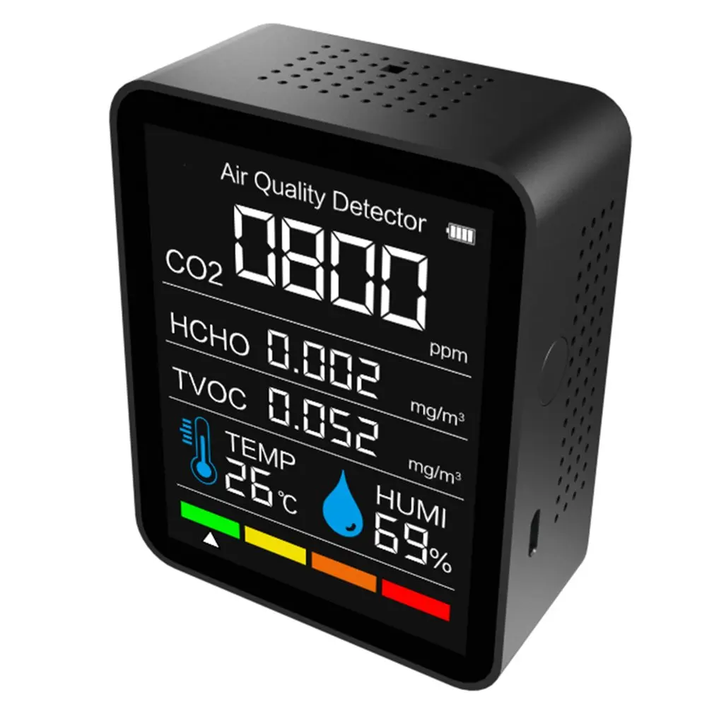 

Многофункциональный цифровой измеритель CO2 5 в 1, тестер с датчиком температуры и влажности, датчик качества воздуха, детектор угарного газа ...