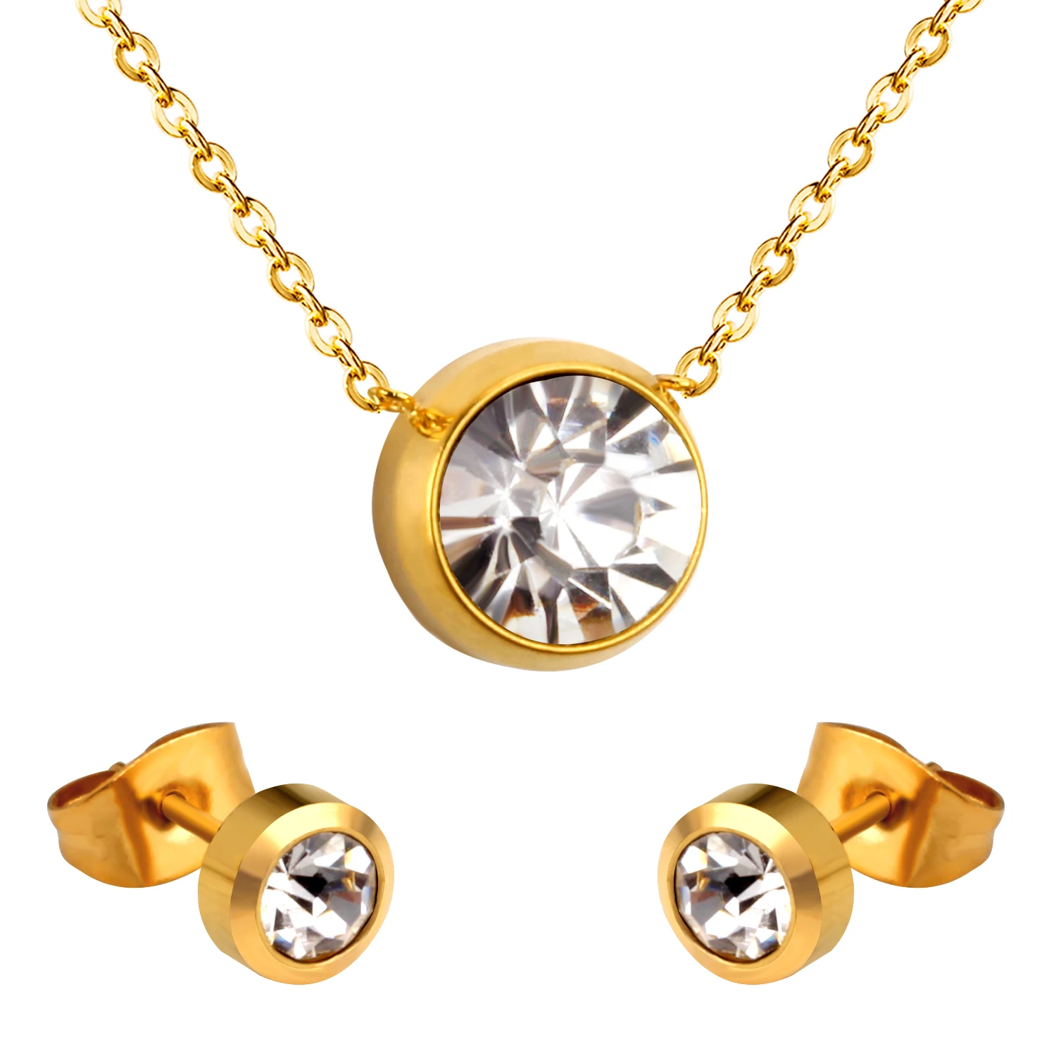 Комплект ювелирных изделий LUXUKISSKIDS набор для свадьбы с круглыми кристаллами