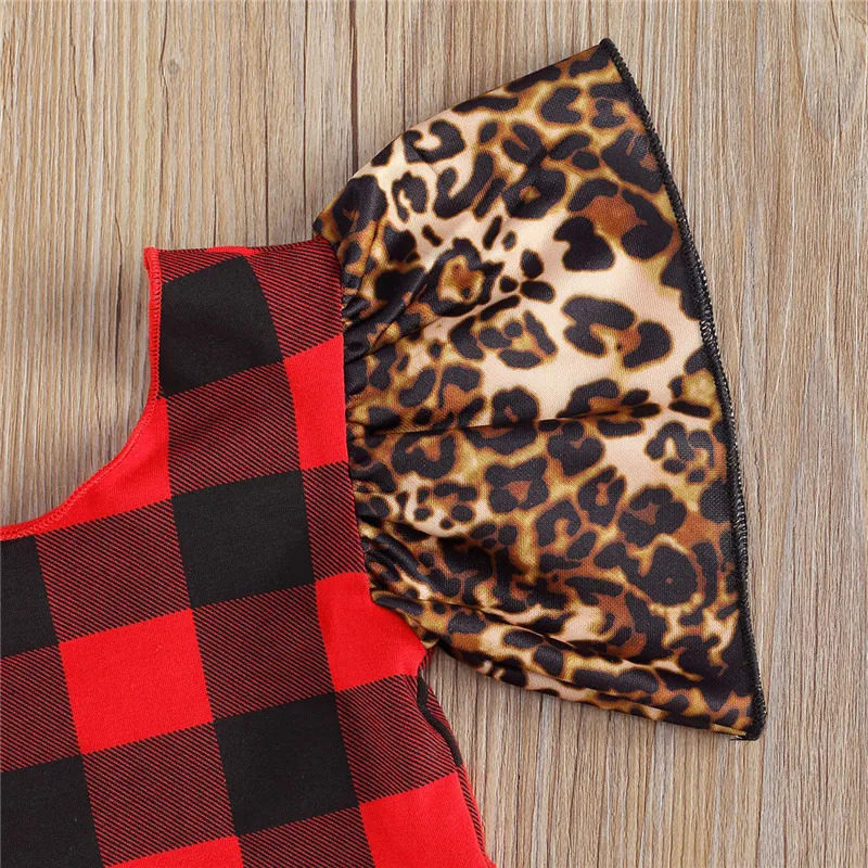 Женская модная Рождественская одежда для маленьких девочек летняя Клетчатая