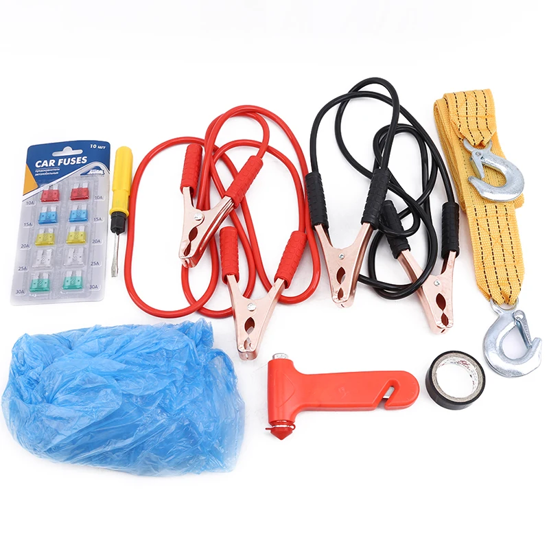 

7pcs/set Family Outdoor Safety Survival Equipment Set Car Kit Vehicle Road Rescue Tool Warning For Traffic Accident New