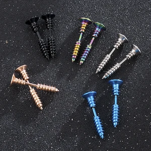 Женские серьги для пирсинга, в стиле панк, из нержавеющей стали, 5 цветов, мужские серьги-гвоздики, 1 пара