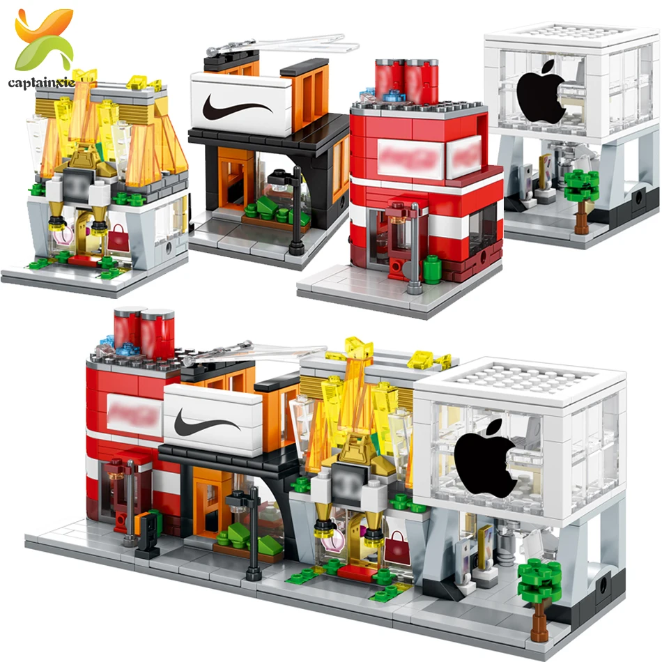 503 + шт DIY Мини уличный вид строительные блоки городской магазин архитектура