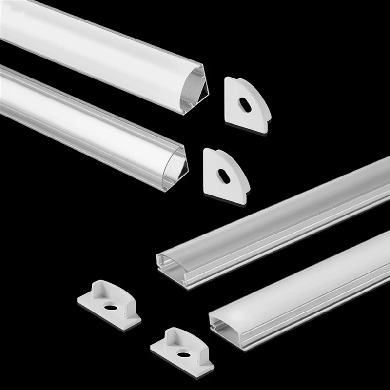 

50cm U/V Style Shaped LED Bar Lights Aluminum Channel Holder Milk Cover End Up for LED Strip Light Accessories