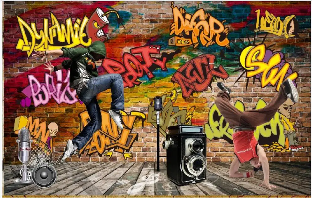 

3d фотообои на заказ, ретро граффити, уличные танцы, бар, домашний декор, 3d настенные фрески, обои для гостиной