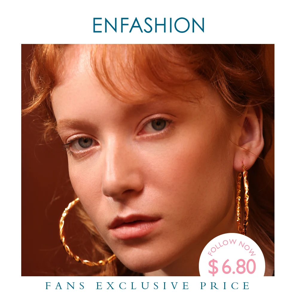 Enfashion Twist Hoop серьги из нержавеющей стали круг цвет золотой трендовые большие