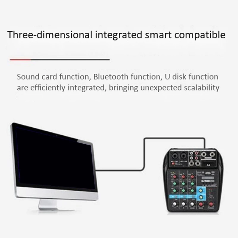 

A4 o Mixer 4 Channels with USB Reverb Effect o Mixer with Bluetooth Sound Card Function(EU Plug)