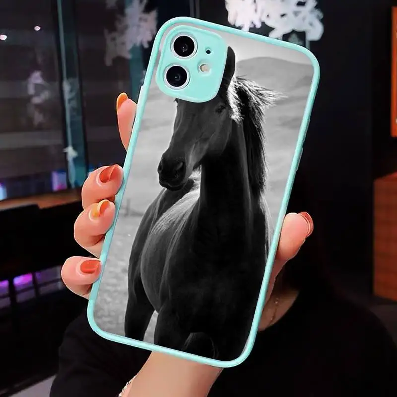 

horse Phone Case Matte Transparent for iPhone 7 8 11 12 s mini pro X XS XR MAX Plus cover funda