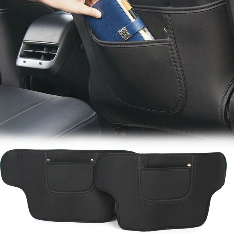 

for Tesla Model 3 Seat Back Mat Storage Box Anti-Kick Pad Leather Rear Seat Back Protection Pedal Interior Accessories