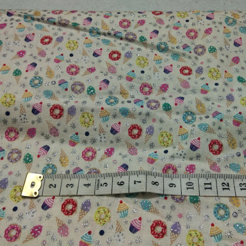 Цветочная Лоскутная хлопковая ткань 50x105 см с принтом в виде пончика | Дом и сад