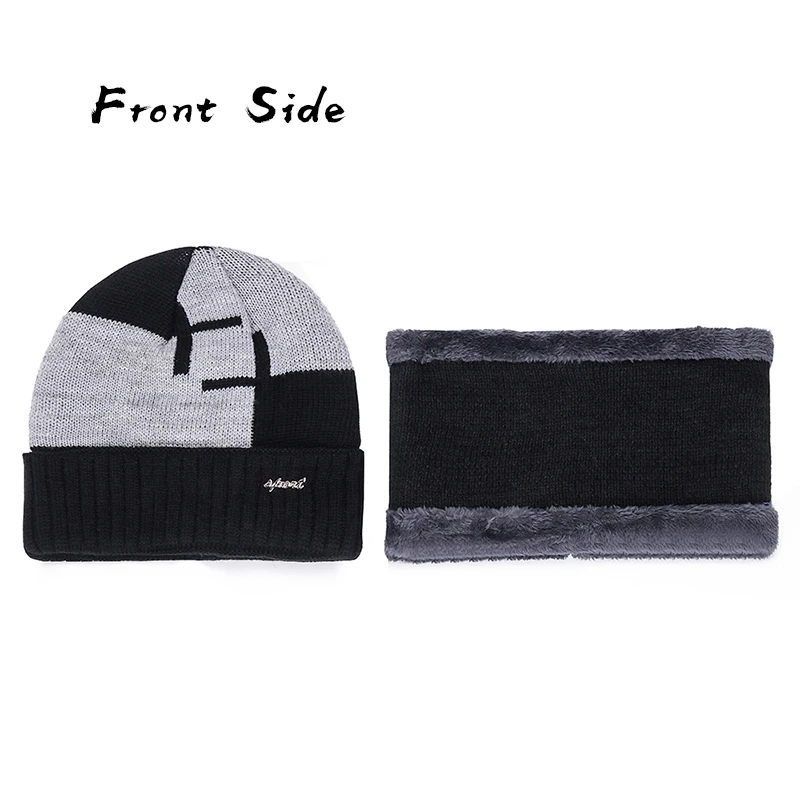 Йо-Янг 2 шт. зимние шапки Skullies Beanies шапка для мужчин и женщин шерстяной шарф шапки Балаклава маска Gorras капот вязаная шапка