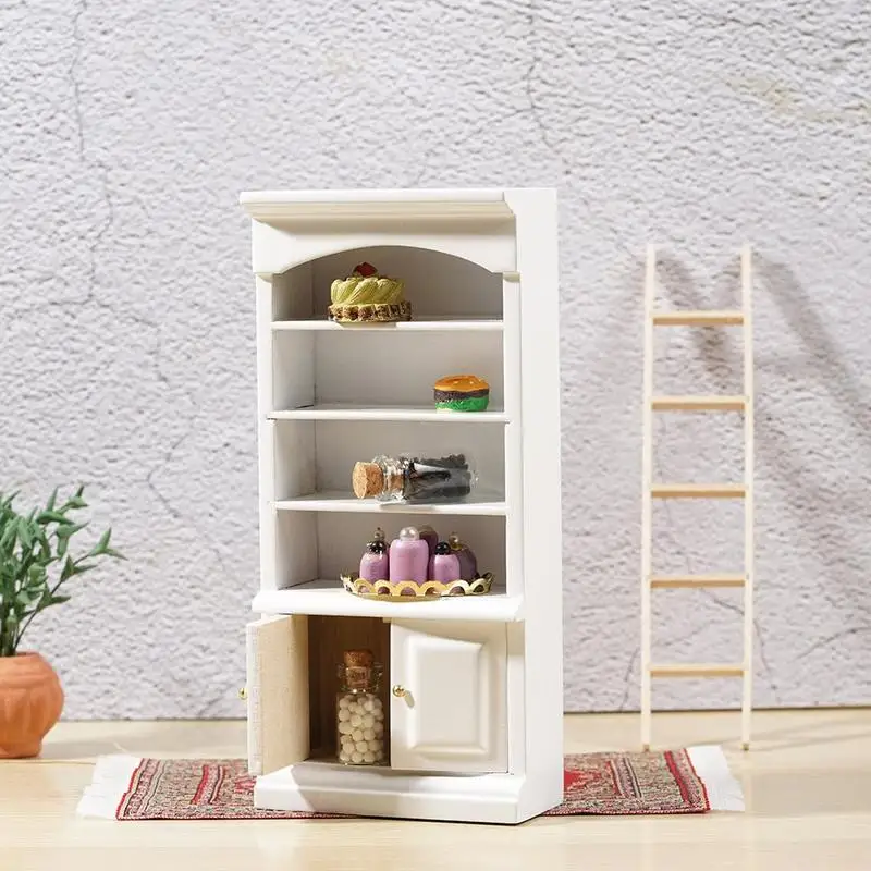 

1:12 Dollhouse Accessories Simulation White Mini Storage Display Model Dollhouse Cabinet Scene Cabinet Wooden Decoration Y7O2