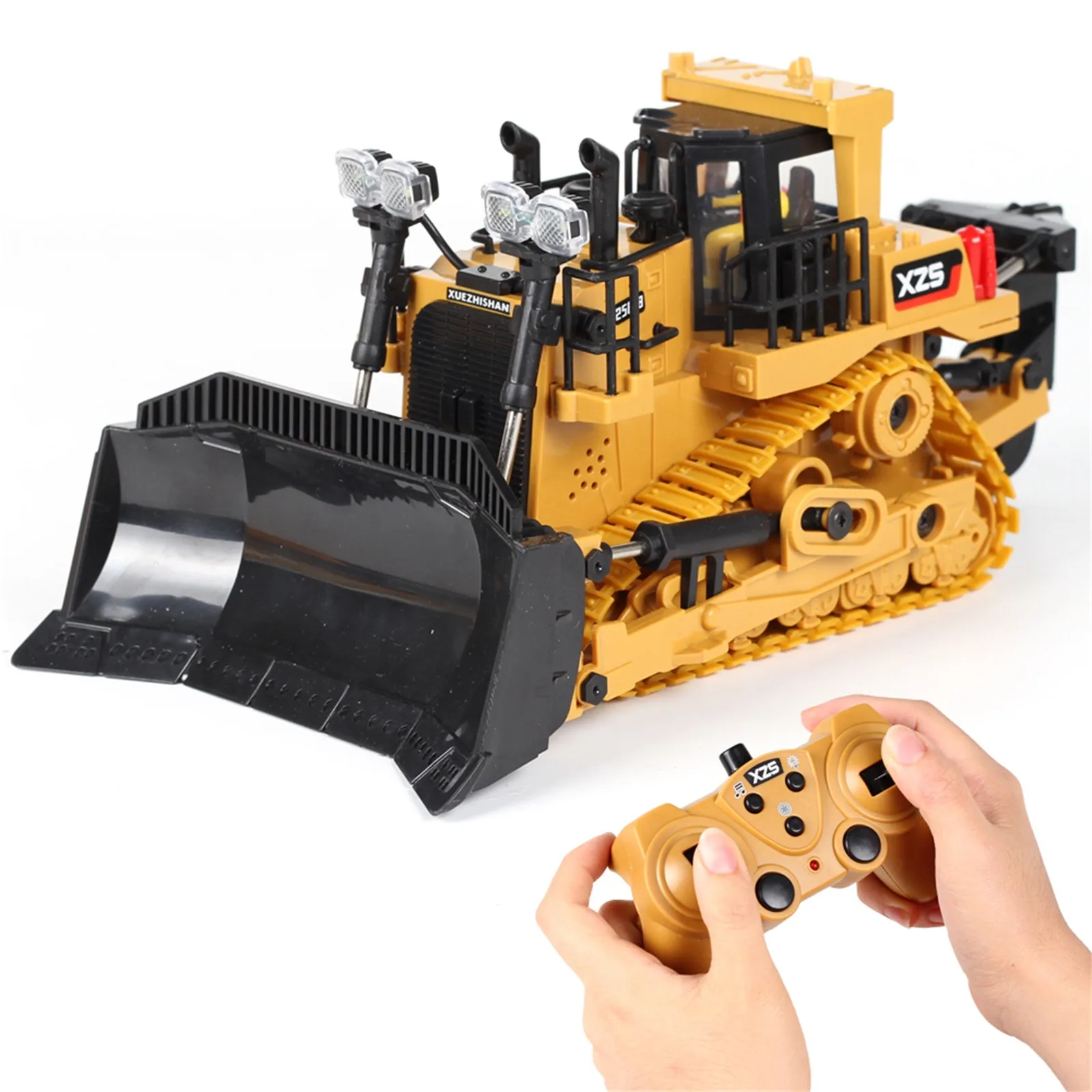 Luerme Fernbedienung Traktor Spielzeug Gro/ße Simulierte Fernbedienung Bulldozer mit Licht Sound Spielzeugauto Modell Engineering Car Toy Ausgestattet mit USB-Ladekabel und Standard-Ladeger/ät