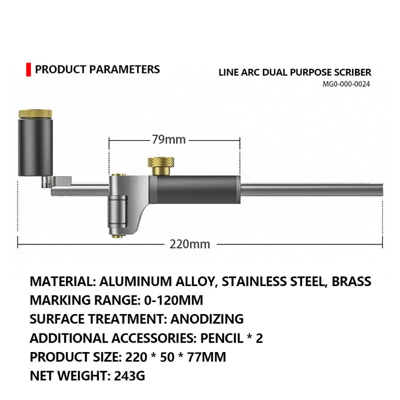 

Woodworking Scriber Straight Line Woodworking Marker Dual Purpose Parallel Marker Scribing Drawing Contour GaugeMeasuring Tools