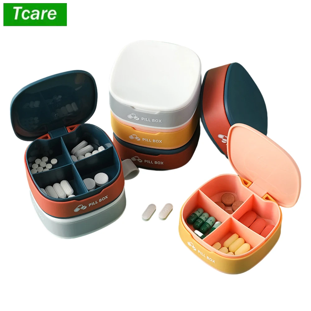 

Tcare 4 Gird Pill Cases for Tablets Medicine Pill's Organizer Drug Capsule Plastic Storage Box Divider Weekly Travel Pill Cutter