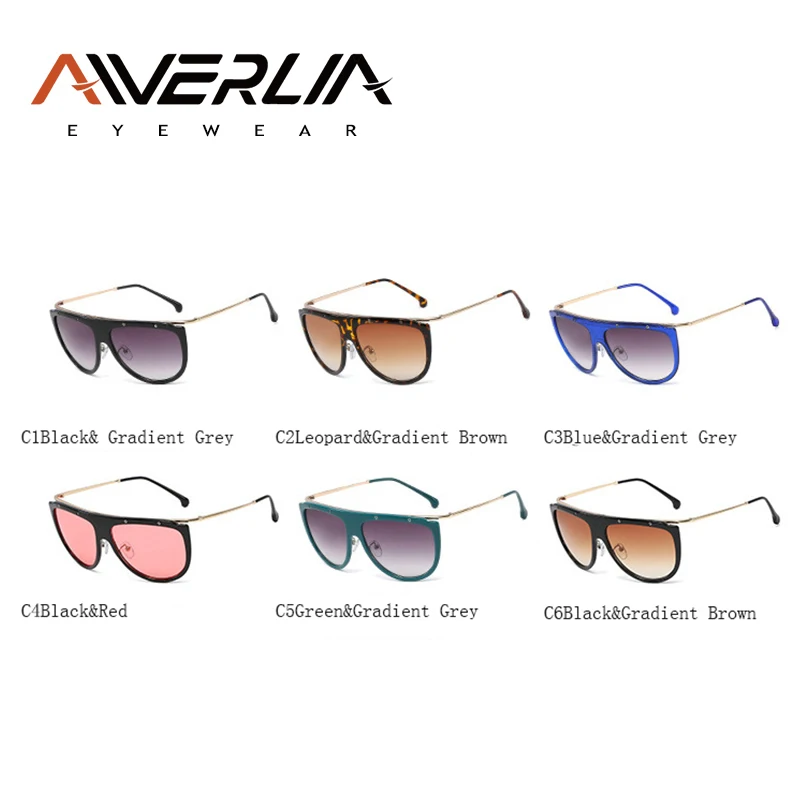 

AIVERLIA Flat Top Oversized Women Sunglasses Brand Design Sunglasses Female Vintage Shades Gradient UV400 Eyewear Metal Frame