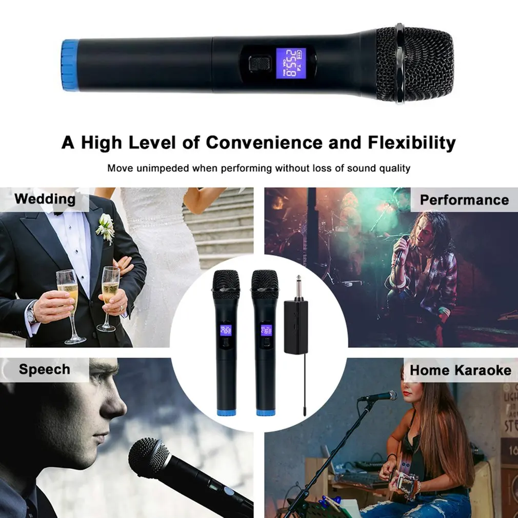 

3.5mm 6.35mm Wireless Microphone Handheld Mic Megaphone with Mini Receiver for Loudspeaker Karaoke KTV Speech