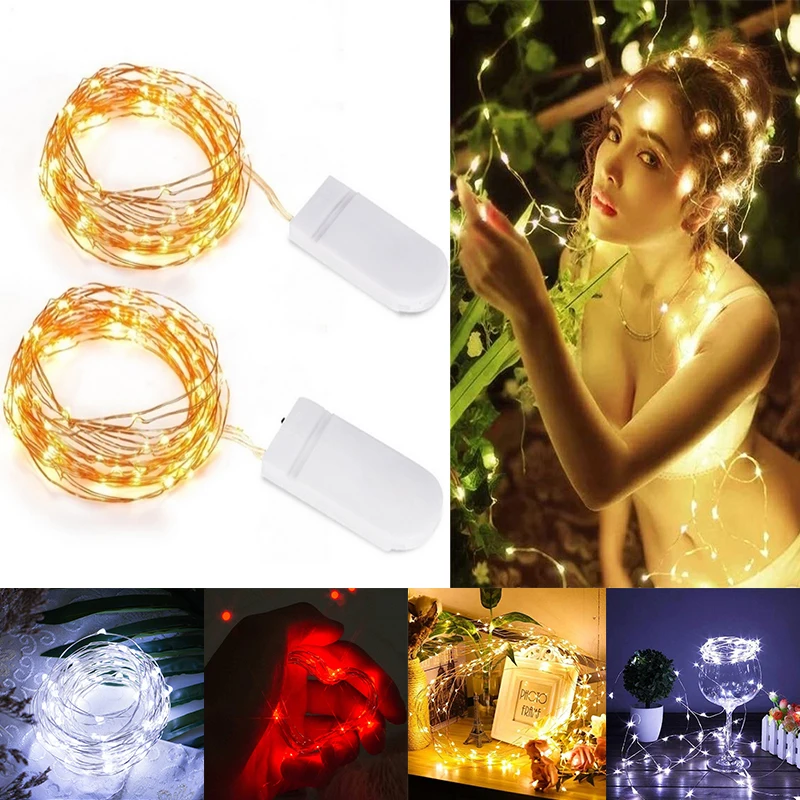 Рождественская светодиодная гирлянсветильник из серебристой проволоки 2 шт. 1 м/2