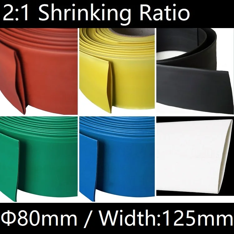 

Dia 80mm (Width 125mm) Heat Shrink Tube 2:1 Polyolefin Thermal Cable Sleeve Insulated Wire Protector Wrap DIY Connector Repair