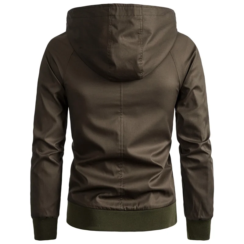 Мужская однотонная куртка с капюшоном для весны и осени спортивное пальто