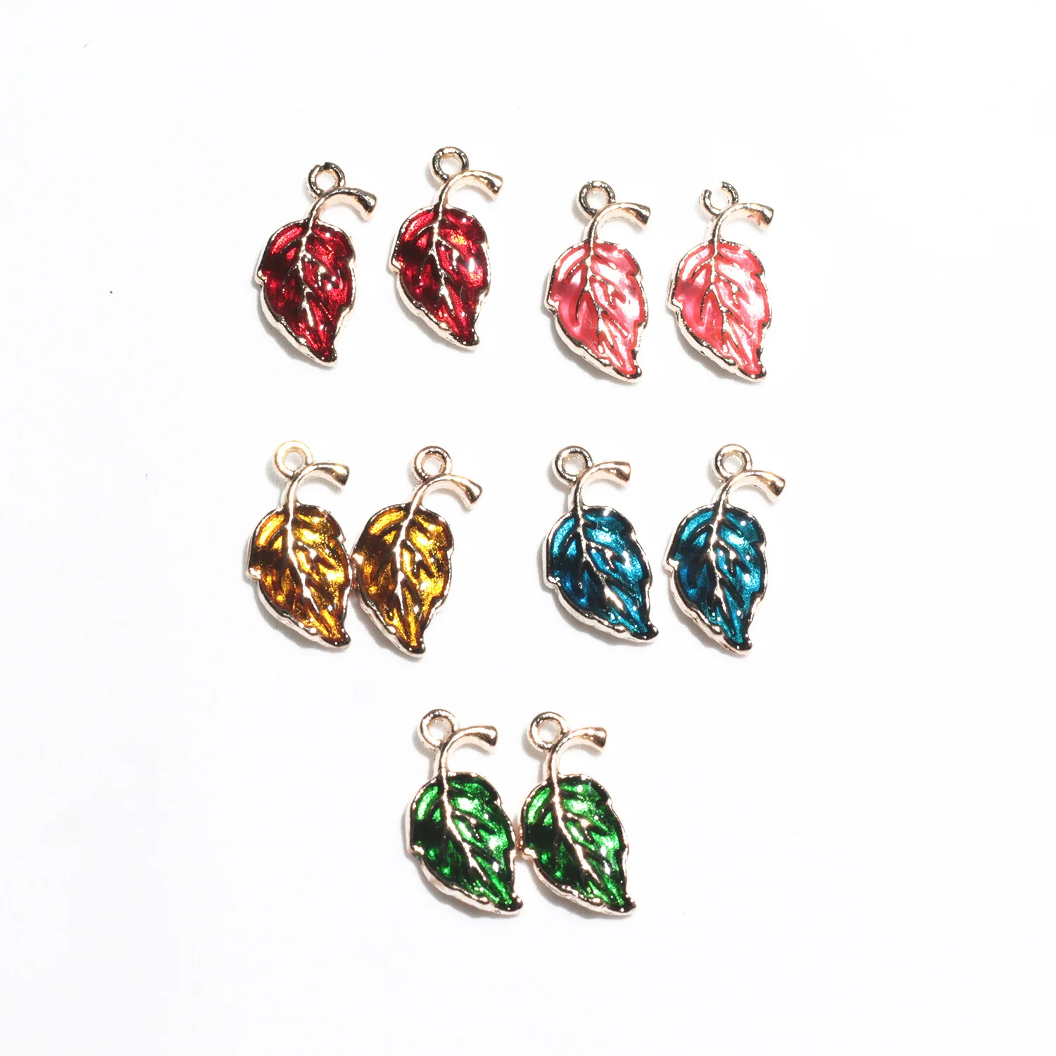 

10pcs Multicolor Transparent Leaf Alloy Pendant Korean Fashion Bracelet Earrings Handmade DIY Ornaments Jewelry Accessories New