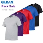 GILDANбрендовая футболка 5 шт.лот, мужские однотонные повседневные футболки высокого качества из 100% хлопка, летняя футболка для скейтборда для мальчиков, футболка для скейта, топы