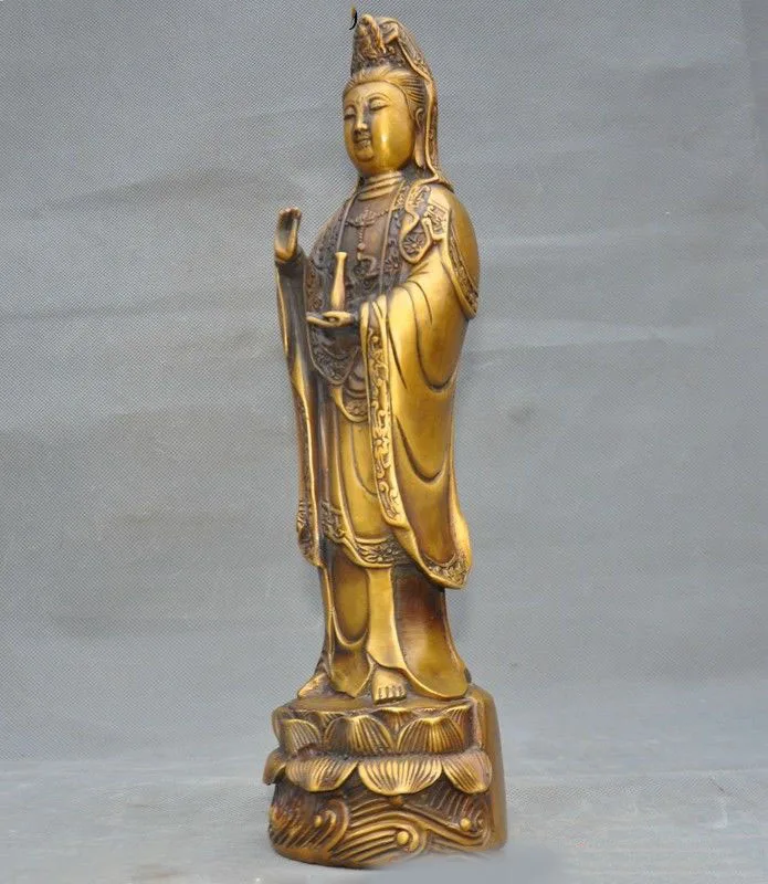 

wedding decoration China Buddhism bronze station lotus Kwan-yin Guanyin goddess Bodhisattva statue