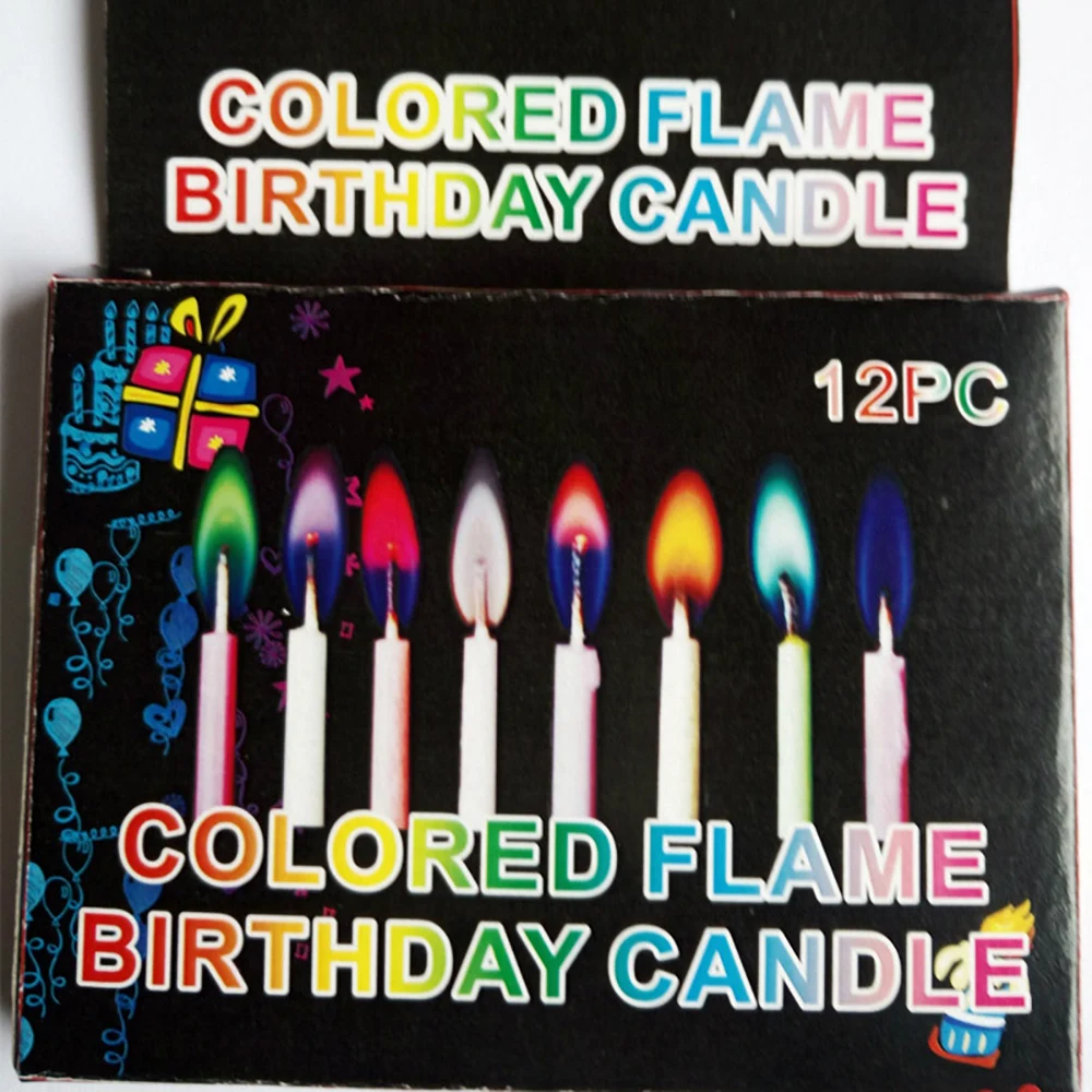 

12PCS Golden Long Pencil Cake Candle Safe Flames Kids Birthday Party Wedding Cake Candle Home Decoration Favor Supplies