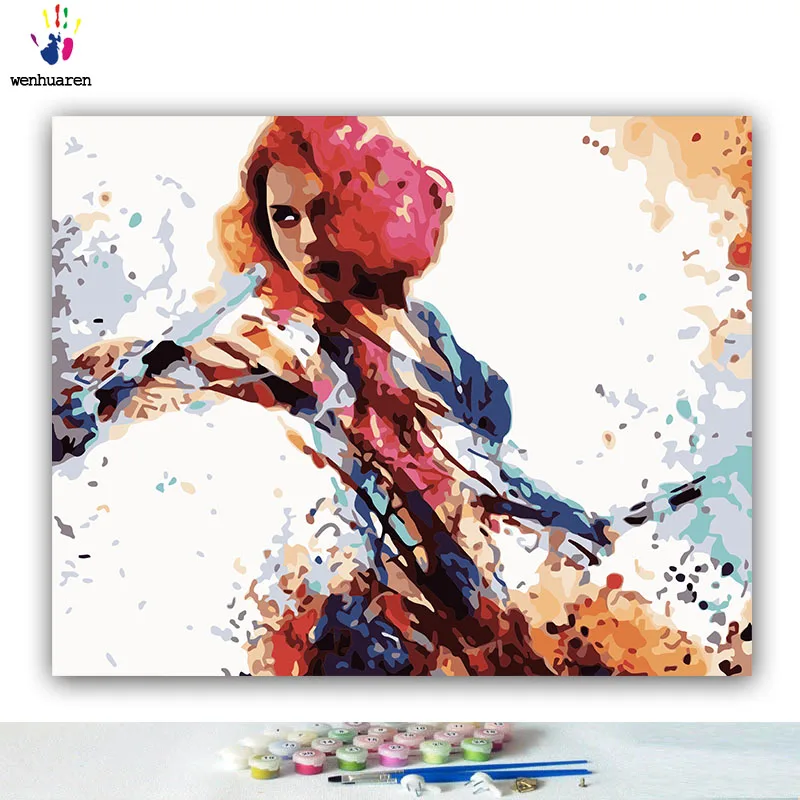 DIY картинки для раскраски по номерам с цветами Черная Вдова Мстители картина