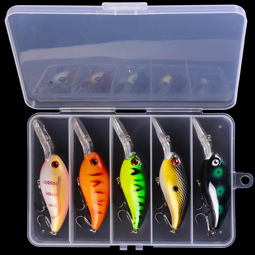

5pcs Bionic Crankbait Minnow VIB Popper Fishing Lures Hard Artificial Bait Kit Fishing Pike Wobblers Sets of Baits with Box