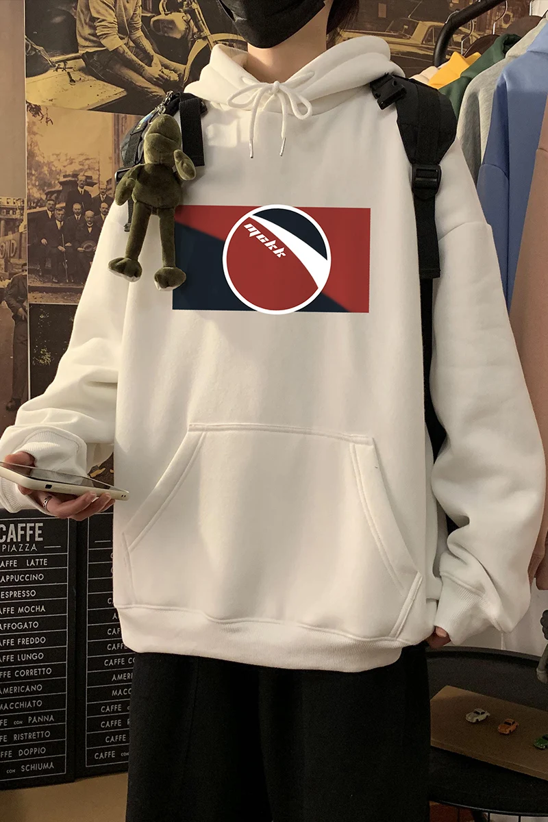 

2021 new men's newspaper style autumn new style Hong Kong style net red ins printed hooded loose sweater pullover hoodie