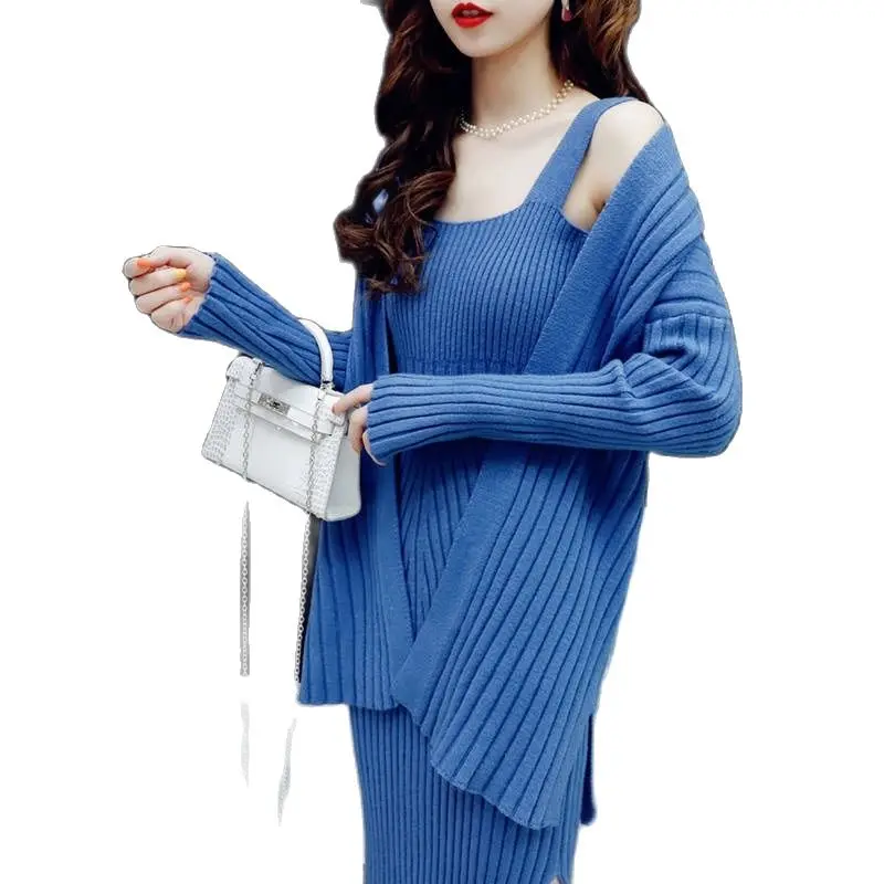 TYJTJY женскй свитер модное платье-жилет комплект из двух предметов на осень и зиму