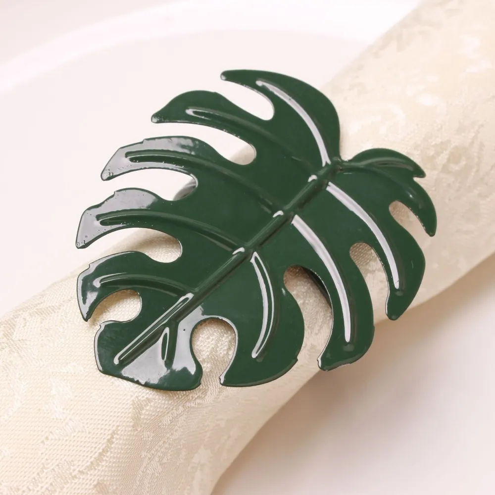 

Metal simulation turtle back leaf green napkin ring Western table decoration for family gathering wedding banquet hotel