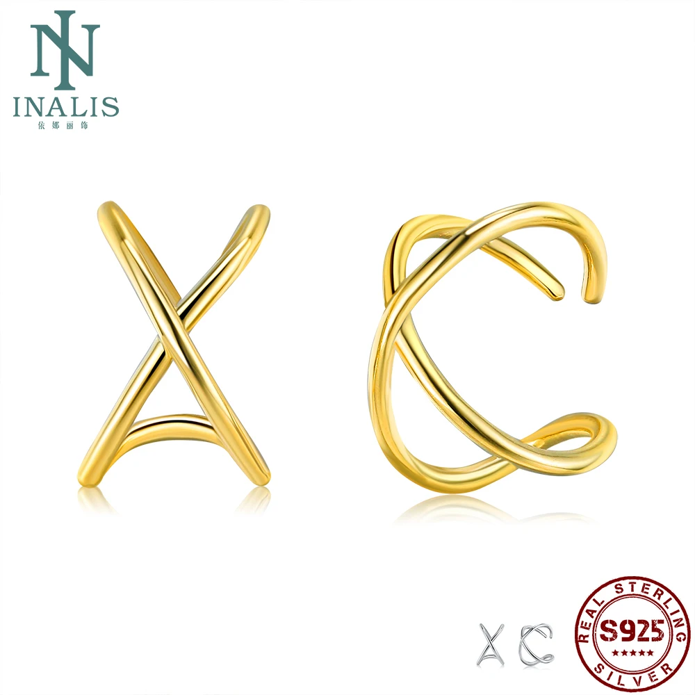 

INALIS 925 Sterling Silver Clip Earrings For Women Gold Helix Rock Punk Earring Female Anniversary Simple Fashion Jewelry Best