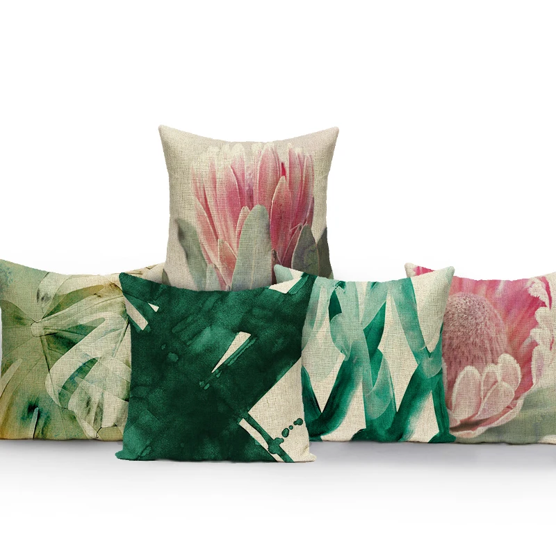 

Plants Leaves Cushion Cover Flower Sofa Office Car Decorative Pillowcase Home Living Room Decor Square Throw Pillows Cover