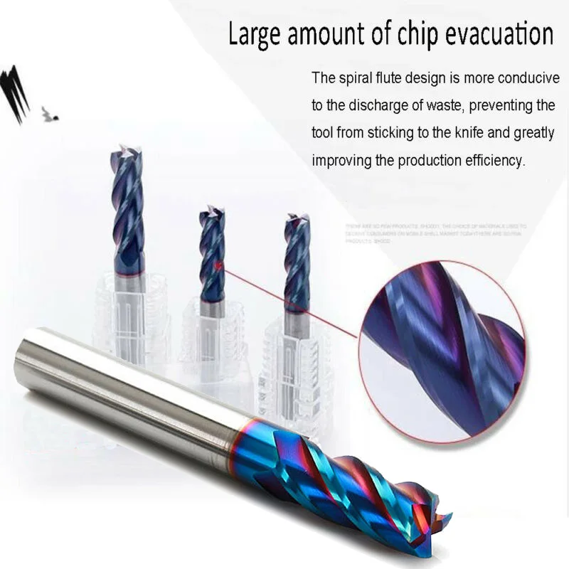 

8mm 4F Nano Tungsten Carbide End Mill Milling Cutter Drilling Bit For Stainless