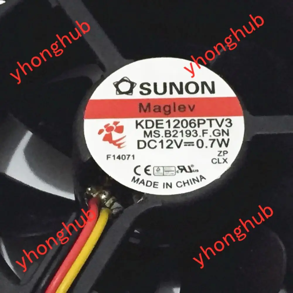 SUNON KDE1206PTV3 MS.B2193.F.GN AC/DC 12V 0 7 W 60x60x25 мм 3-Провода Сервер вентилятор охлаждения |