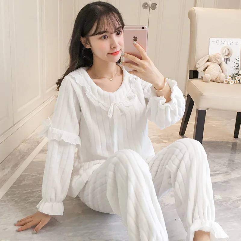 JRMISSLI Дворцовая стильная Пижама зимний удобный фланелевый пижамный комплект с