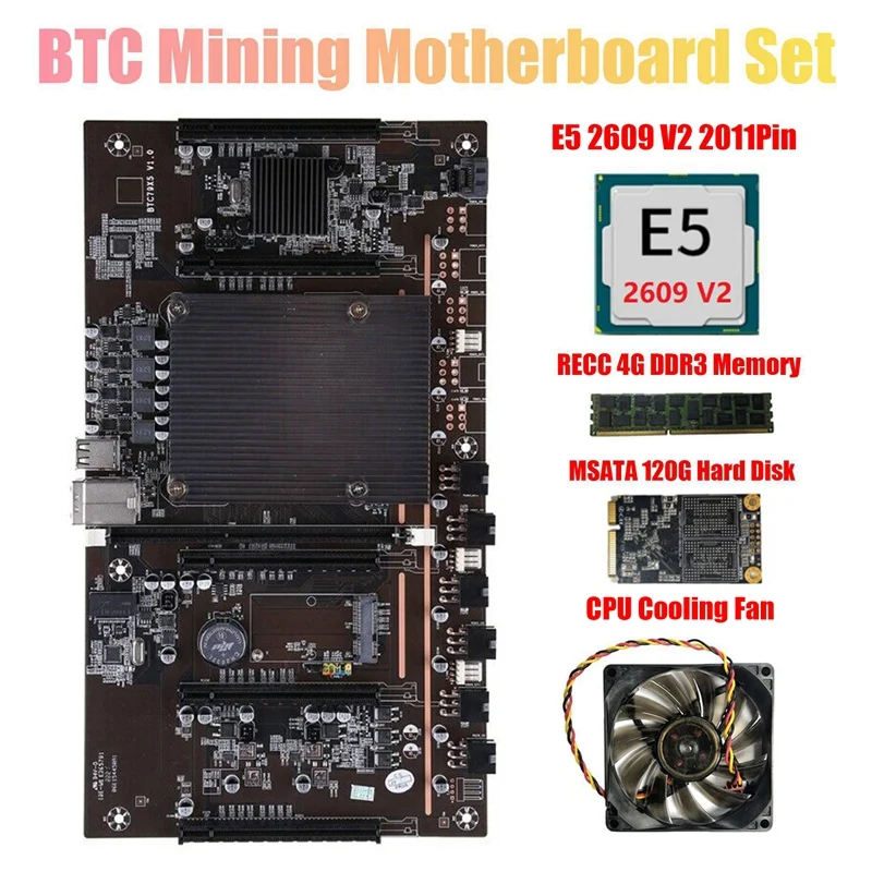 Материнская плата X79 H61 BTC для майнинга 5X PCI-E поддержка 3060 3070 3080 GPU с процессором E5