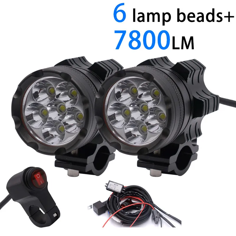 2 шт. универсальные 6 чипов светодиодные мотоциклетные фары лампы для
