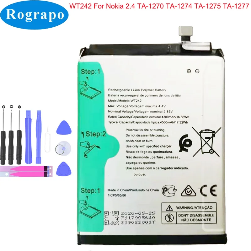 

Оригинальная Аккумуляторная Батарея 4500 мАч WT242 для Nokia 2,4 TA-1274 TA-1275 TA-1270 TA-1277