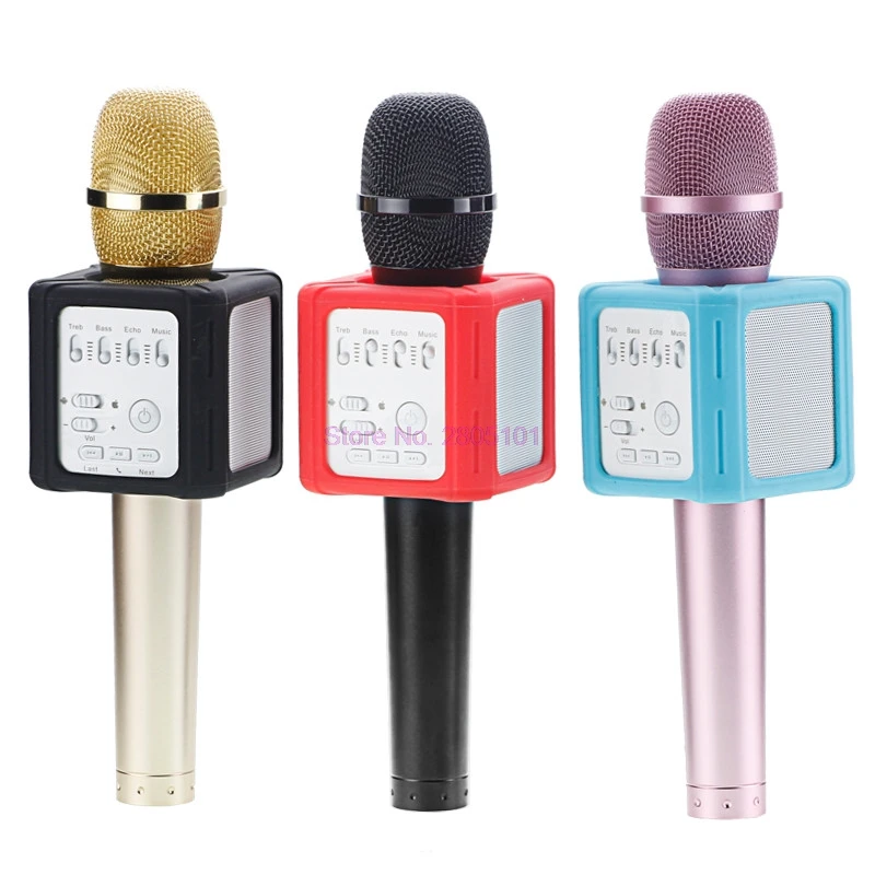 

by dhl or ems 10pcs Q9S Wireless Bluetooth Karaoke Microphone MIC Speaker For IOS Android Smartphone Singing APP Record Music