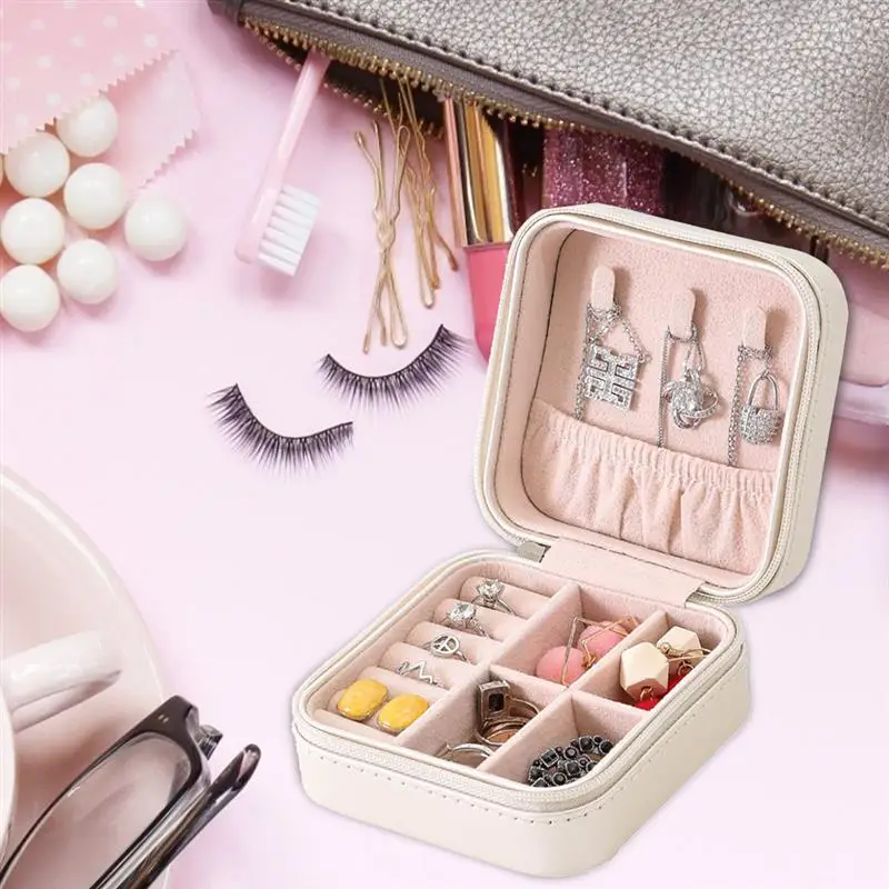 

Jewelry Organizer Travel Jewelry Case Boxes Portable Jewelry Box Zipper Leather Storage Joyeros Organizador De Joyas