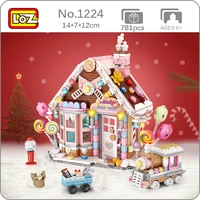 loz 1224 sweet candy house store balloon train fairy tale architecture model mini blocks bricks building toy for children no box