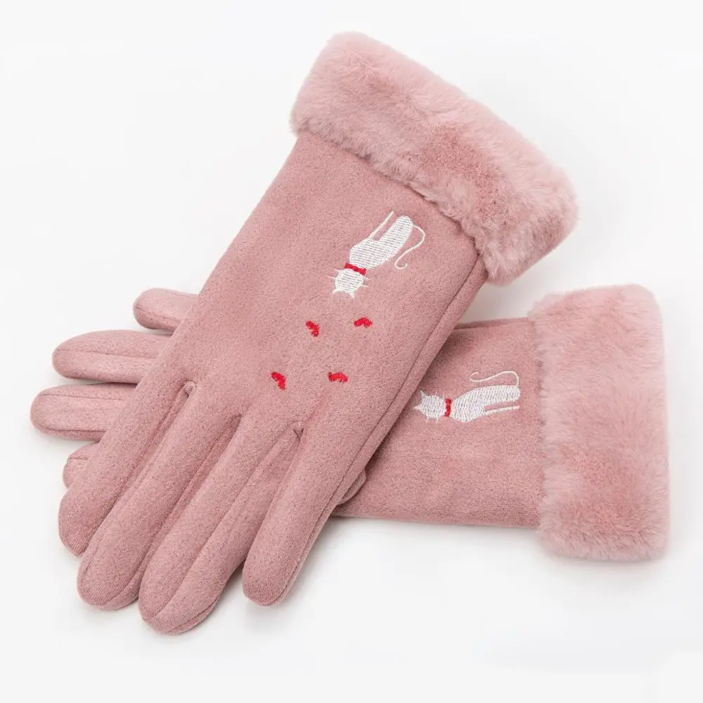 Женские перчатки CANCHANG утепленные хлопковые на осень и зиму с плюшевым ремешком