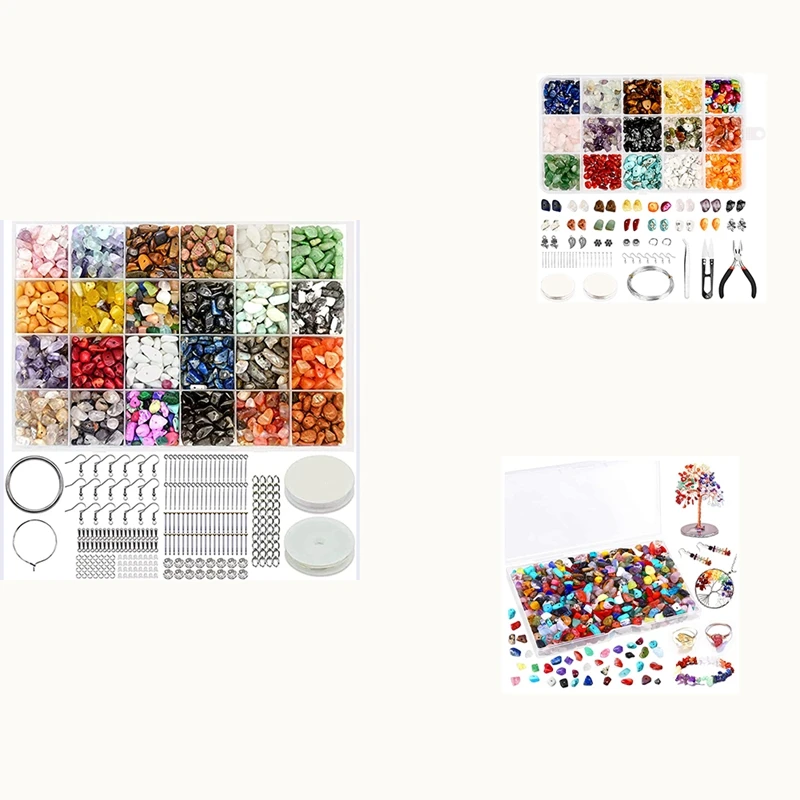 

Jewelry-Made Gemstones, with Pendants, Earring Supplies and Making Tool Kits, Suitable for DIY Bracelets, Necklaces