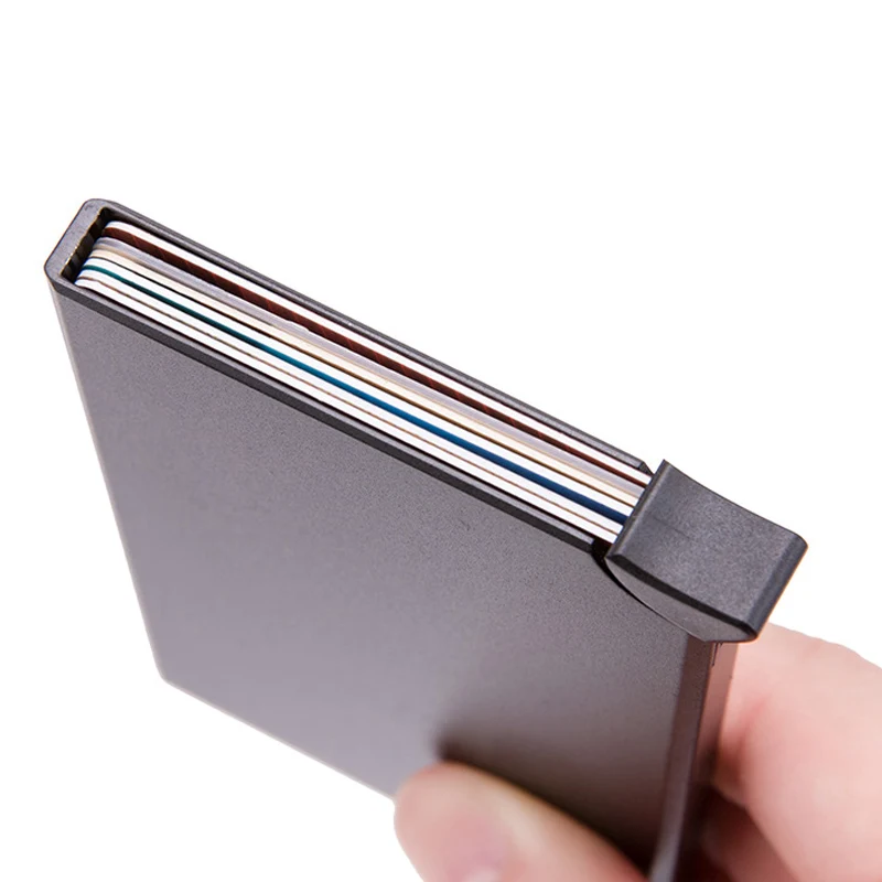 RFID Anti-theft Smart Wallet Thin ID Card Holder Unisex Automatically Solid Metal Bank Case Business MiniCredit | Багаж и сумки