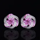 Корейские простые серьги-гвоздики с розовыми, желтыми и белыми кристаллами для женщин, милые ювелирные украшения для помолвки и свадьбы